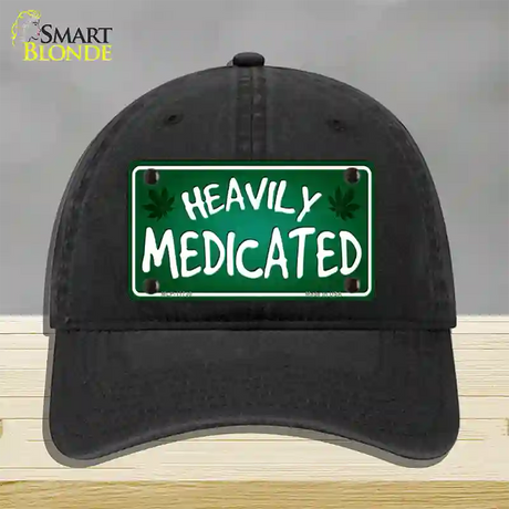 Heavily Medicated Novelty License Plate Hat Unconstructed Cotton / Black