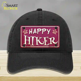 Happy Hiker Novelty License Plate Hat Unconstructed Cotton / Black