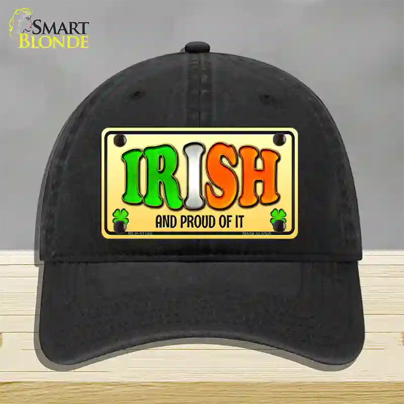 Irish and Proud Novelty License Plate Hat Unconstructed Cotton / Black