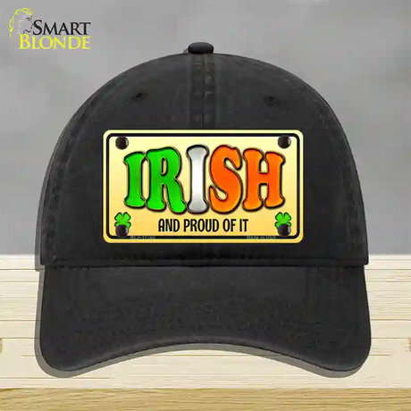 Irish and Proud Novelty License Plate Hat Unconstructed Cotton / Black