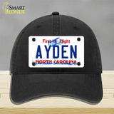 Ayden North Carolina State Novelty License Plate Hat Unconstructed Cotton / Black