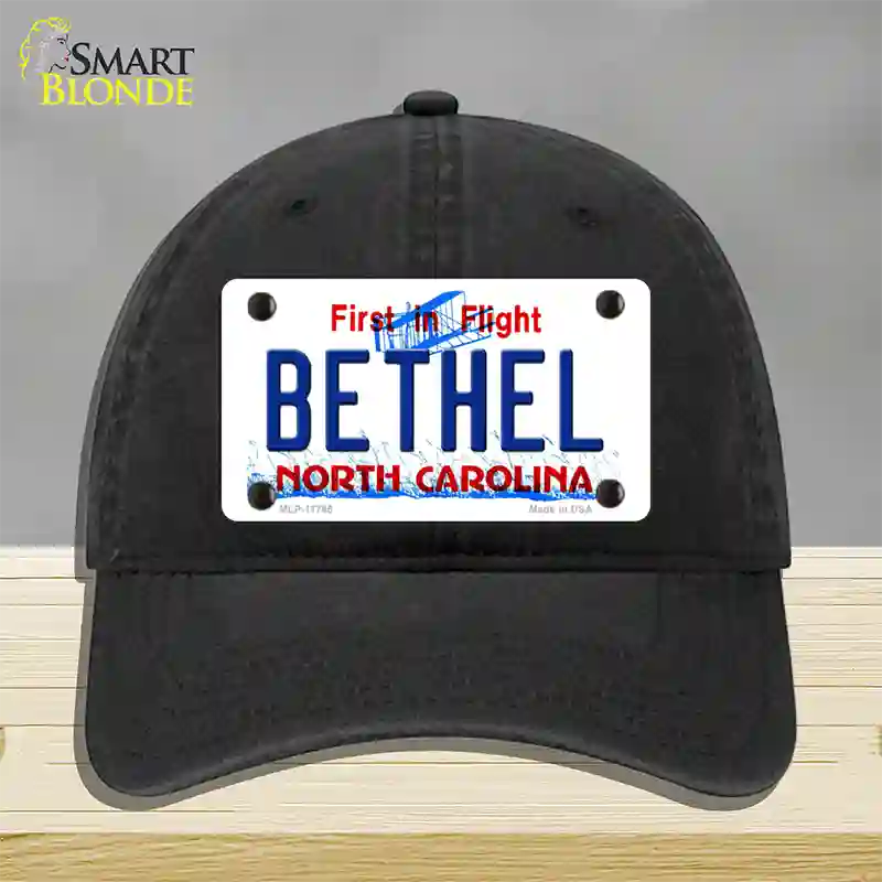 Bethel North Carolina State Novelty License Plate Hat Unconstructed Cotton / Black