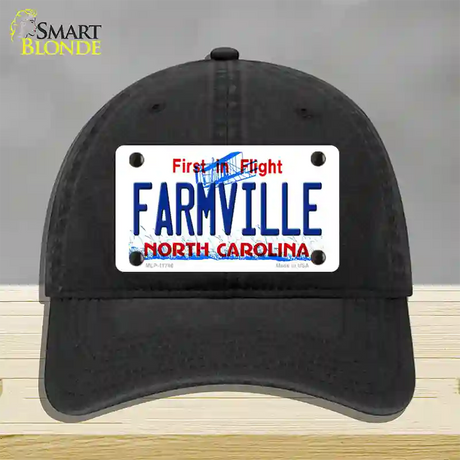 Farmville North Carolina State Novelty License Plate Hat Unconstructed Cotton / Black