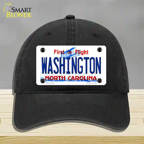 Washington North Carolina State Novelty License Plate Hat Unconstructed Cotton / Black