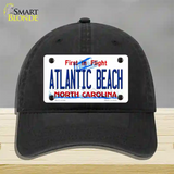 Atlantic Beach North Carolina State Novelty License Plate Hat Unconstructed Cotton / Black