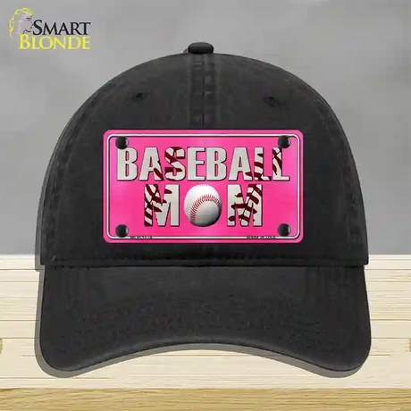 Baseball Mom Novelty License Plate Hat Unconstructed Cotton / Black