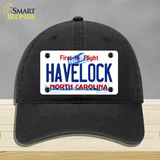 Havelock North Carolina State Novelty License Plate Hat Unconstructed Cotton / Black