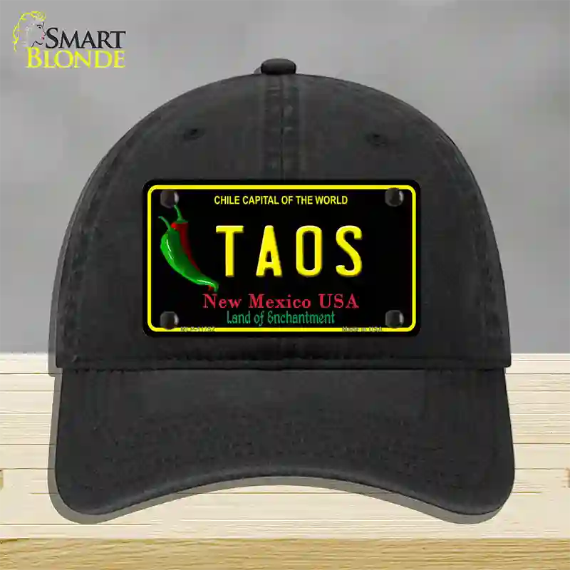 Taos New Mexico Black State Novelty License Plate Hat Unconstructed Cotton / Black