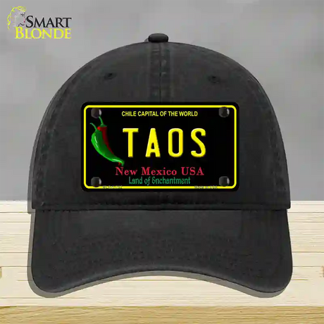 Taos New Mexico Black State Novelty License Plate Hat Unconstructed Cotton / Black