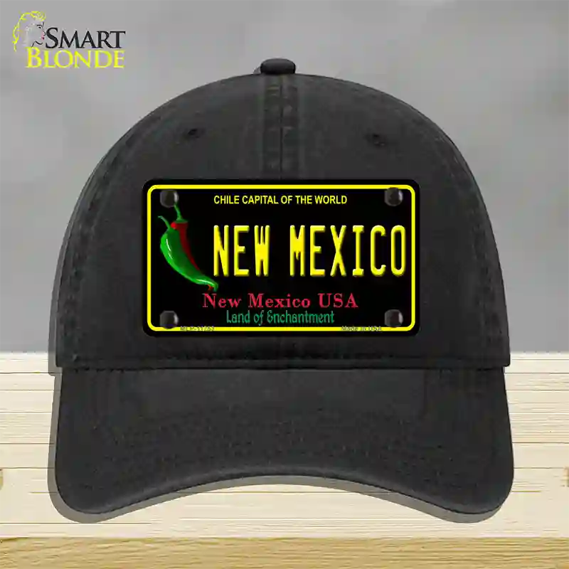 New Mexico Black State Novelty License Plate Hat Unconstructed Cotton / Black