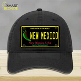 New Mexico Black State Novelty License Plate Hat Unconstructed Cotton / Black