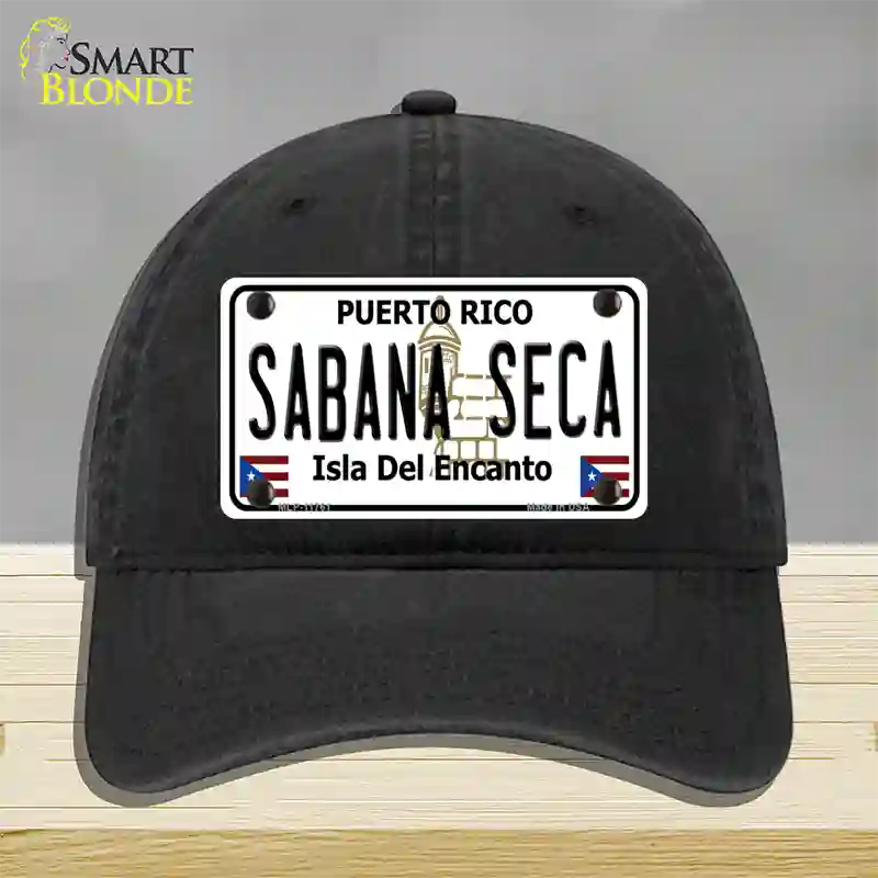 Sabana Seca Puerto Rico State Novelty License Plate Hat Unconstructed Cotton / Black