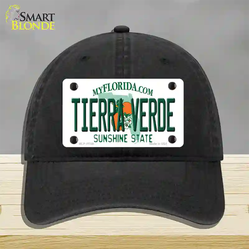 Tierra Verde Florida Novelty License Plate Hat Unconstructed Cotton / Black