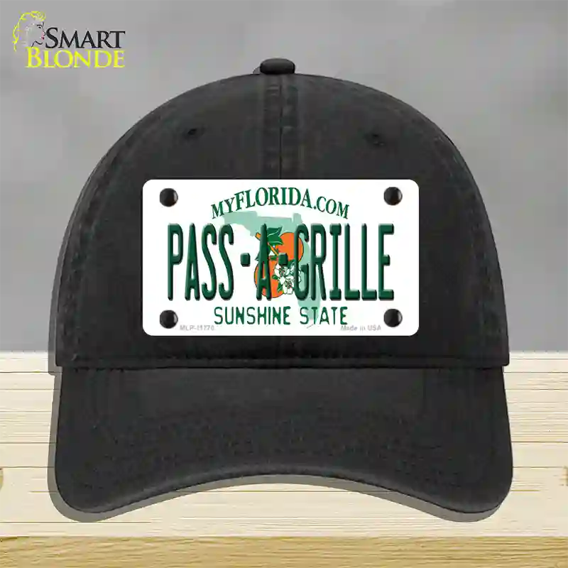 Pass A Grille Florida Novelty License Plate Hat Unconstructed Cotton / Black