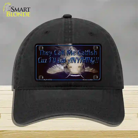 They Call Me Catfish Novelty License Plate Hat Unconstructed Cotton / Black