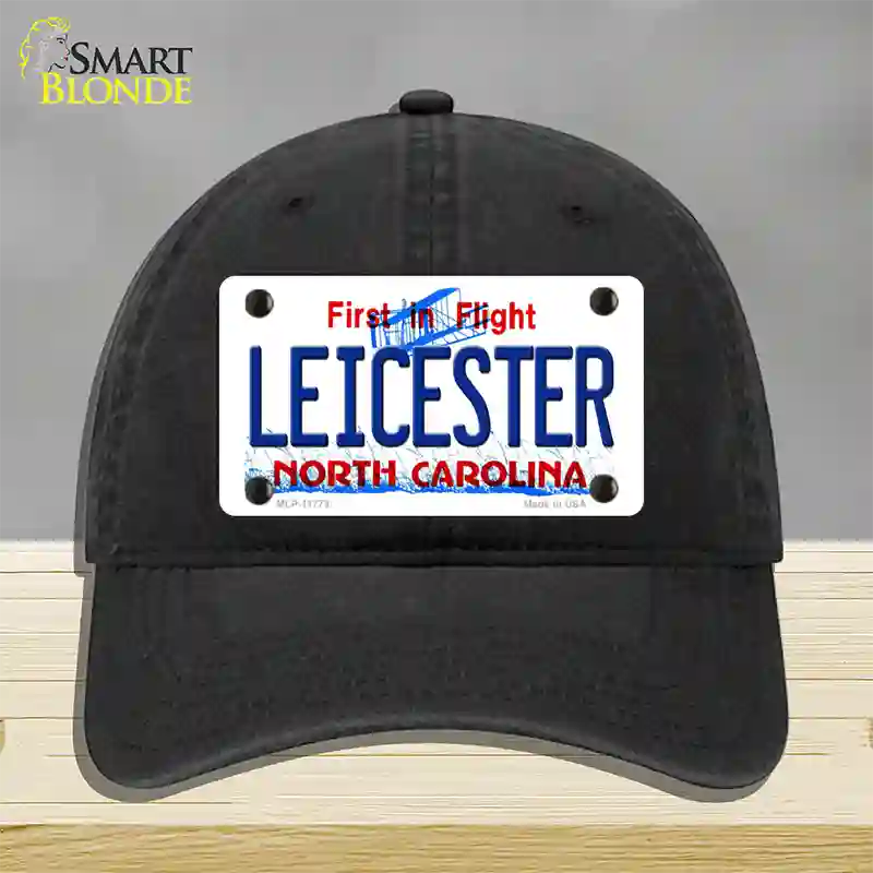 Leicester North Carolina State Novelty License Plate Hat Unconstructed Cotton / Black