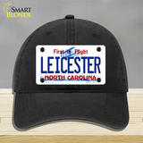 Leicester North Carolina State Novelty License Plate Hat Unconstructed Cotton / Black