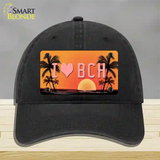 I Love Beach Novelty License Plate Hat Unconstructed Cotton / Black