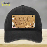 Good Vibes in the Sand Novelty License Plate Hat Unconstructed Cotton / Black