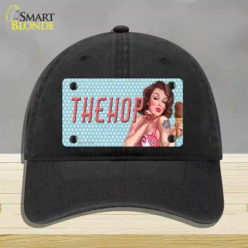 The Hop Vintage Pinup Novelty License Plate Hat Unconstructed Cotton / Black