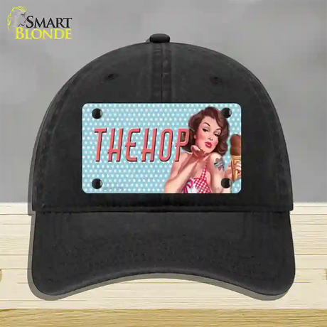 The Hop Vintage Pinup Novelty License Plate Hat Unconstructed Cotton / Black