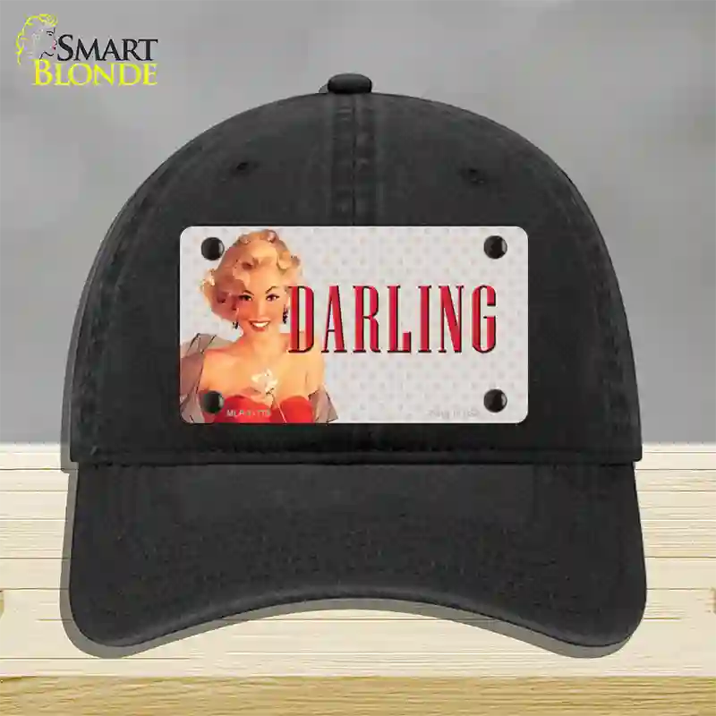 Darling Vintage Pinup Novelty License Plate Hat Unconstructed Cotton / Black