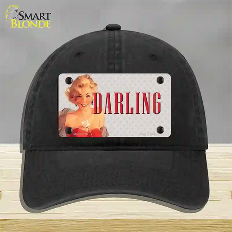 Darling Vintage Pinup Novelty License Plate Hat Unconstructed Cotton / Black