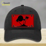 Island Palms Novelty License Plate Hat Unconstructed Cotton / Black