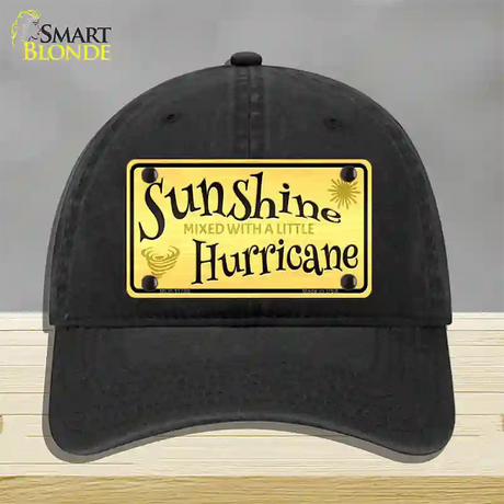 Sunshine With A Little Hurricane Novelty License Plate Hat Unconstructed Cotton / Black