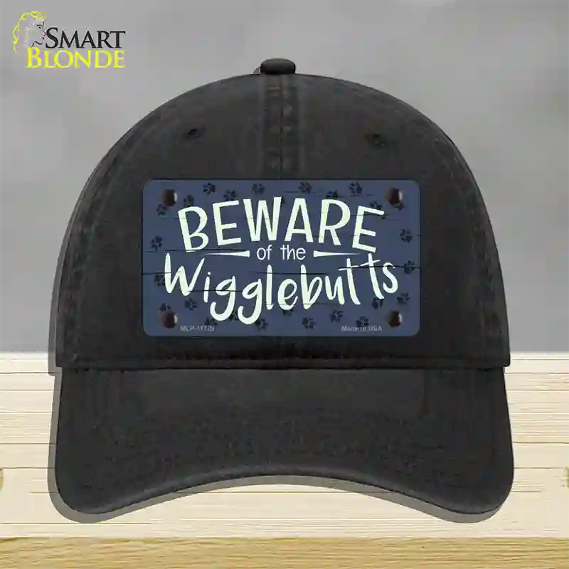 Beware of the Wigglebutts Novelty License Plate Hat Unconstructed Cotton / Black