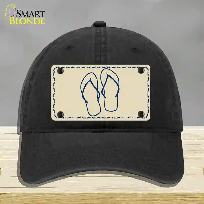 Flip Flops Novelty License Plate Hat Unconstructed Cotton / Black