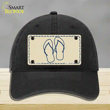 Flip Flops Novelty License Plate Hat Unconstructed Cotton / Black