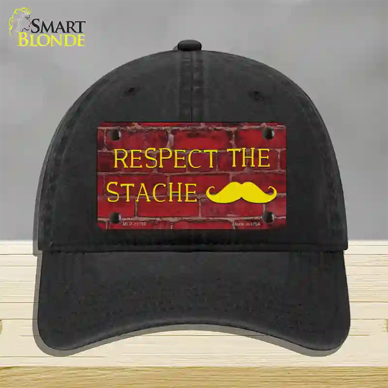 Respect the Stache Novelty License Plate Hat Unconstructed Cotton / Black