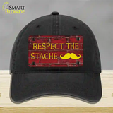 Respect the Stache Novelty License Plate Hat Unconstructed Cotton / Black