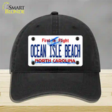 Ocean Isle Beach North Carolina Novelty License Plate Hat Unconstructed Cotton / Black