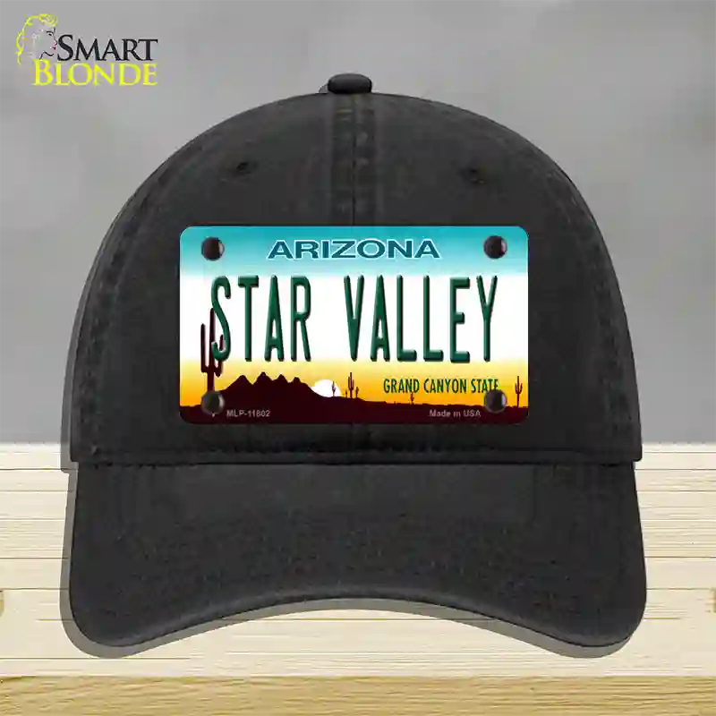 Star Valley Arizona Novelty License Plate Hat Unconstructed Cotton / Black