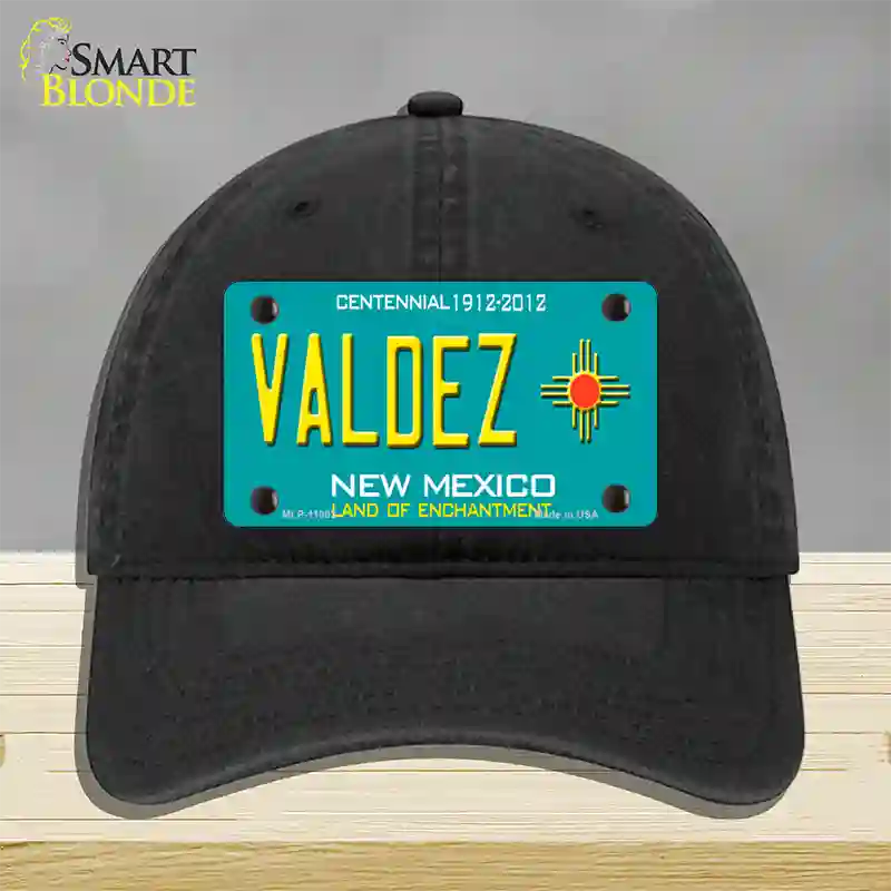 Valdez New Mexico Novelty License Plate Hat Unconstructed Cotton / Black