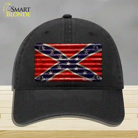 Confederate Flag Corrugated Novelty License Plate Hat Unconstructed Cotton / Black