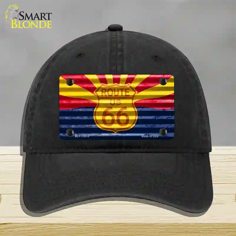 Route 66 Arizona Flag Novelty License Plate Hat Unconstructed Cotton / Black