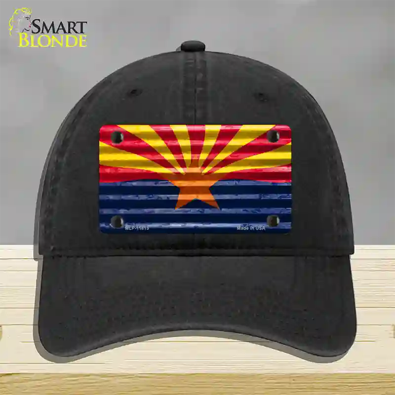 Arizona Flag Novelty License Plate Hat Unconstructed Cotton / Black