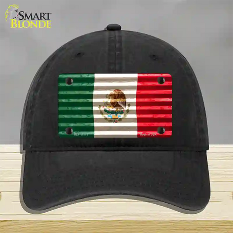 Mexico Flag Novelty License Plate Hat Unconstructed Cotton / Black