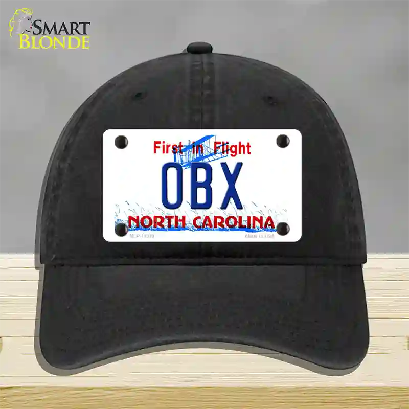 OBX North Carolina Novelty License Plate Hat Unconstructed Cotton / Black