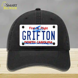 Grifton North Carolina Novelty License Plate Hat Unconstructed Cotton / Black