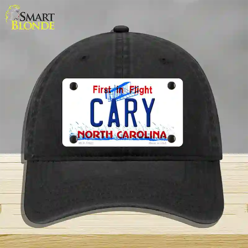 Cary North Carolina Novelty License Plate Hat Unconstructed Cotton / Black