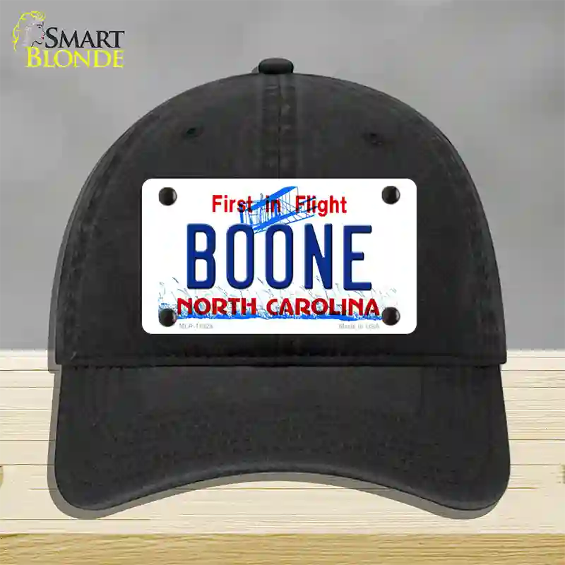 Boone North Carolina Novelty License Plate Hat Unconstructed Cotton / Black