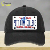 Pitt Comm College North Carolina Novelty License Plate Hat Unconstructed Cotton / Black