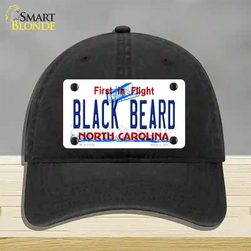 Black Beard North Carolina Novelty License Plate Hat Unconstructed Cotton / Black