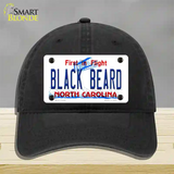 Black Beard North Carolina Novelty License Plate Hat Unconstructed Cotton / Black