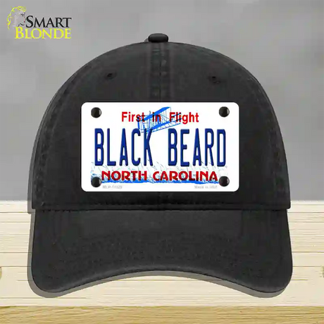 Black Beard North Carolina Novelty License Plate Hat Unconstructed Cotton / Black