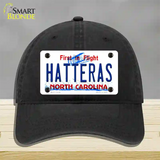 Hatteras North Carolina Novelty License Plate Hat Unconstructed Cotton / Black